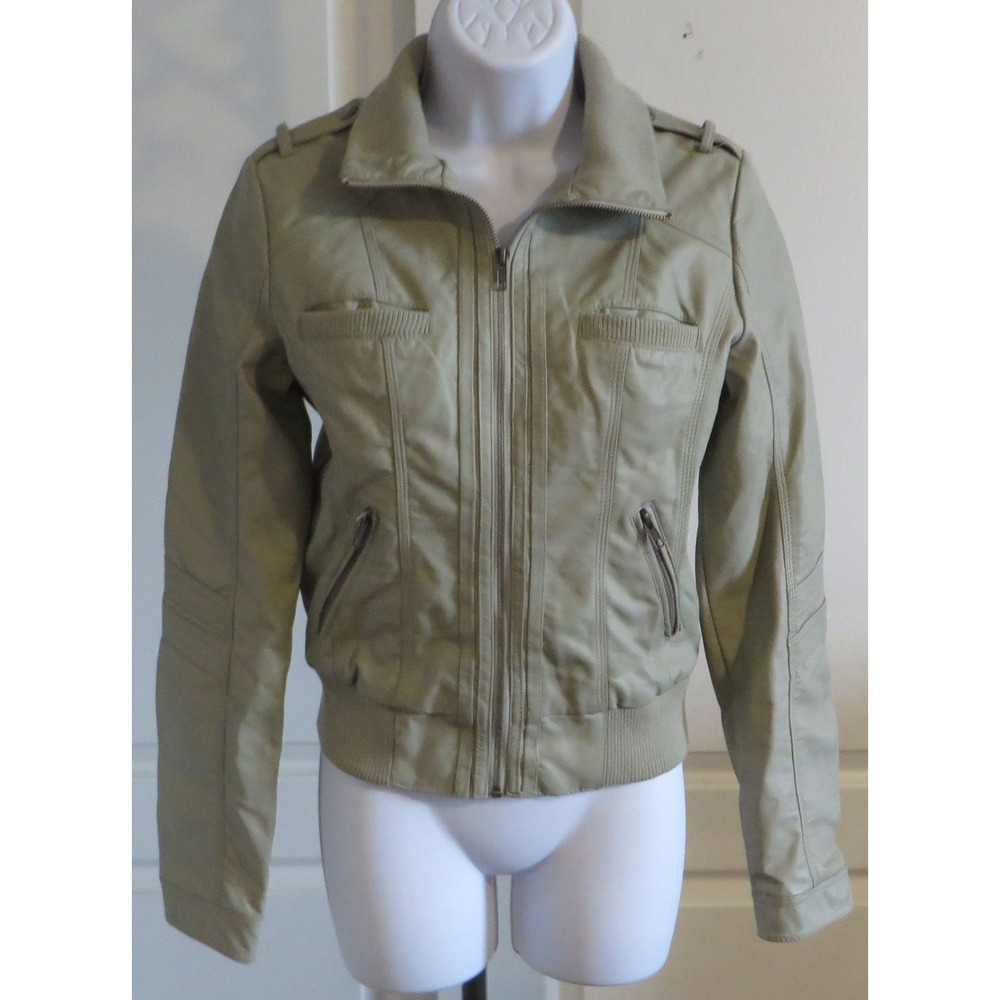Womens Xhilaration Faux Leather Crop Jacket‎ Sage Green Small